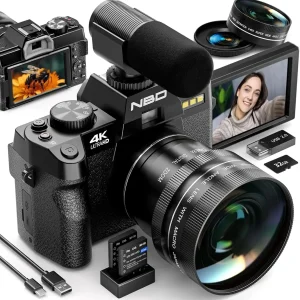 4K vlogging camera with macro lens.