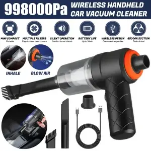 Portable cordless vacuum and air blower.